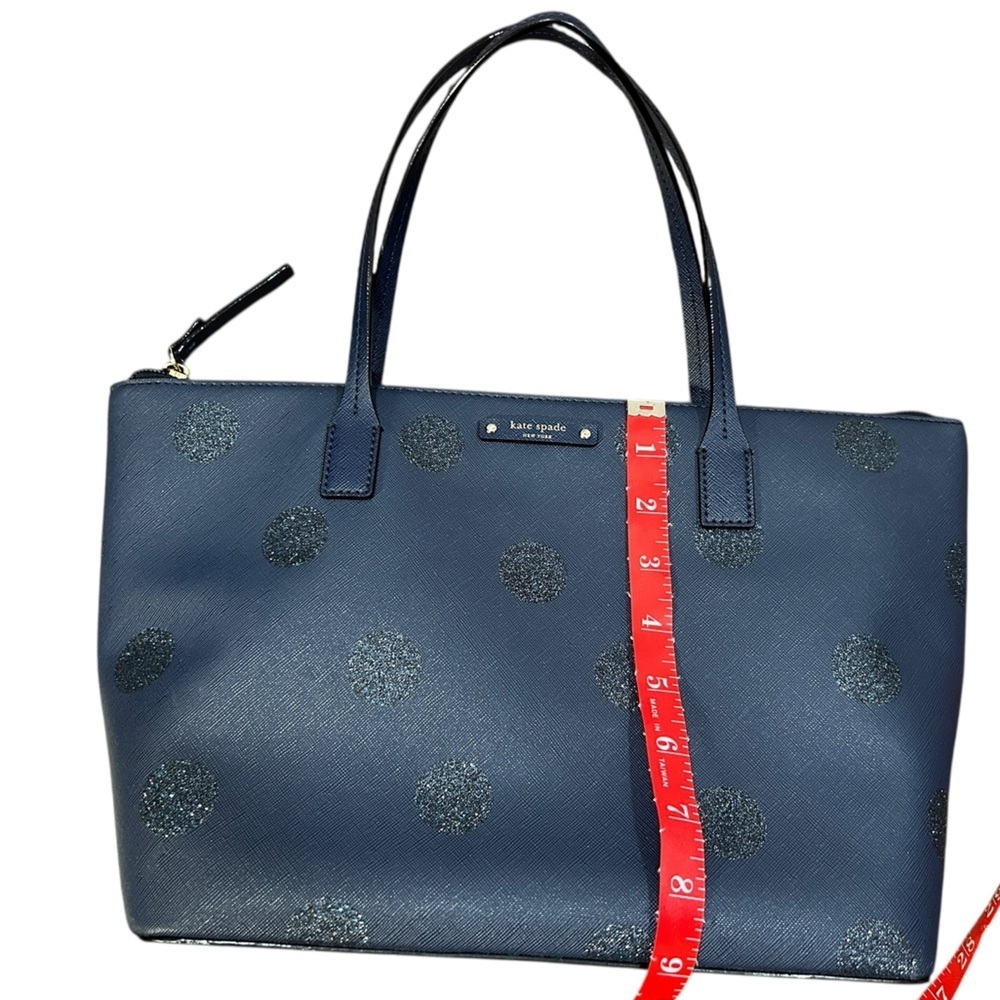 Kate Spade Blue Hani Haven Lane Tote with Sparkle Polka Dots - Picture 4 of 8